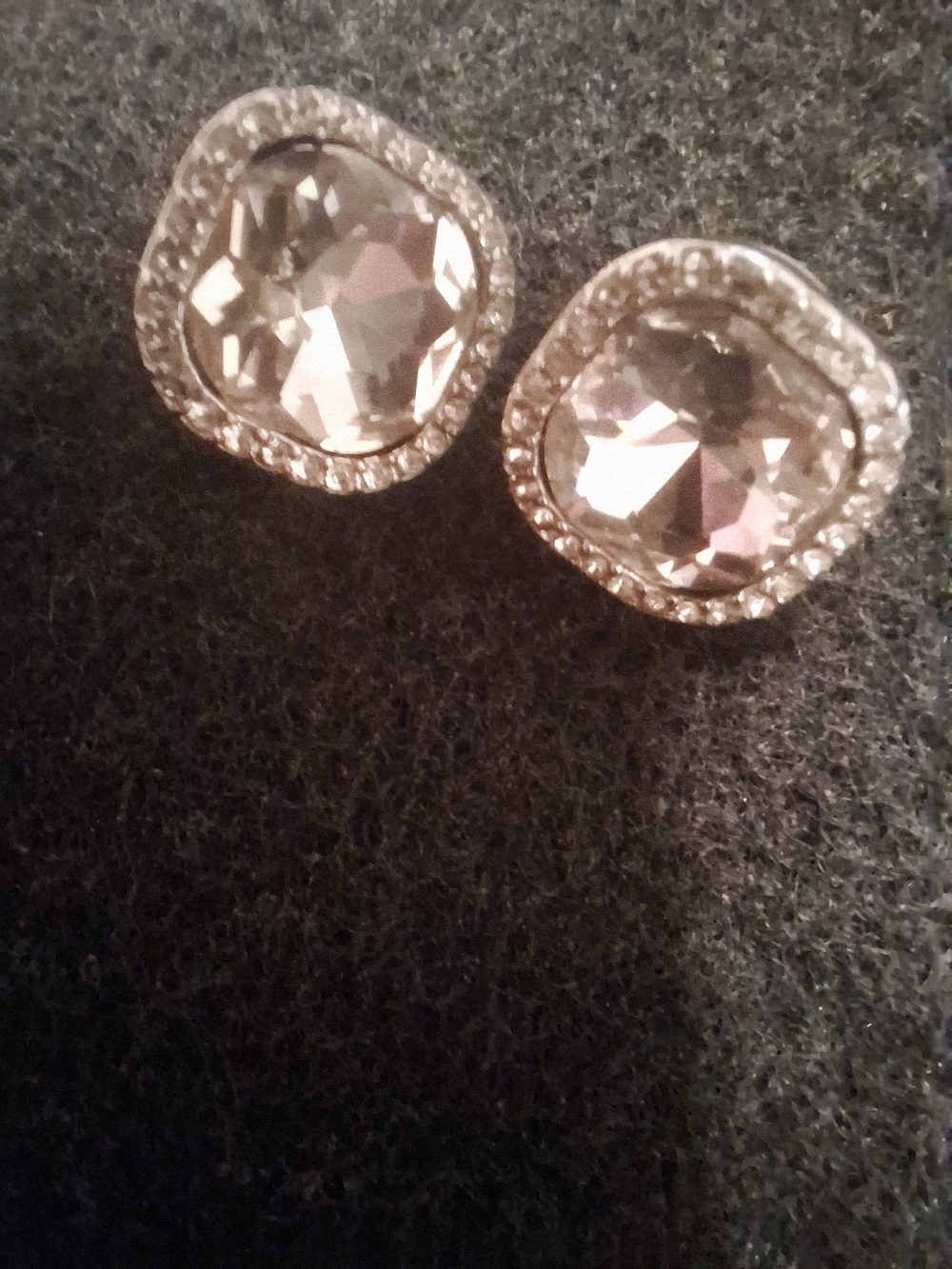 Time and Tru Silver-Tone Clear Crystal Halo Stud Earrings
